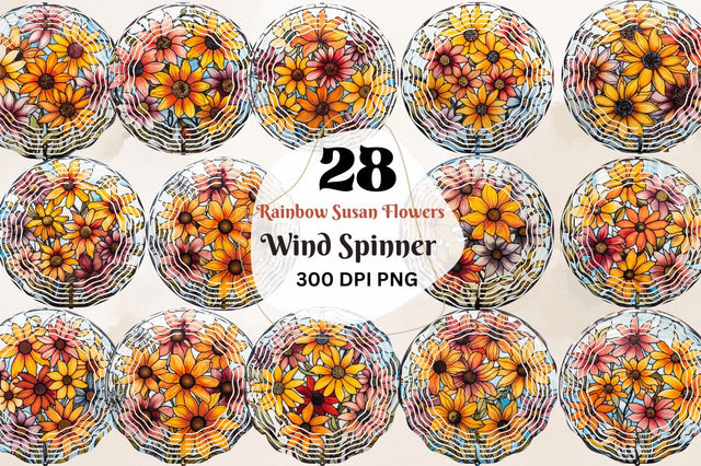 Rainbow Black-eyed Susan Flowers Wind Spinner Sublimation Sublimation Regulrcrative 