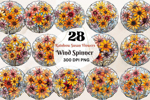Rainbow Black-eyed Susan Flowers Wind Spinner Sublimation Sublimation Regulrcrative 