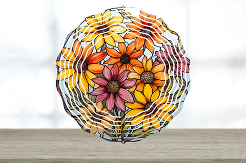 Rainbow Black-eyed Susan Flowers Wind Spinner Sublimation Sublimation Regulrcrative 