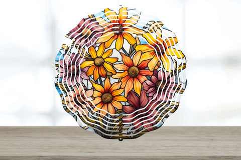 Rainbow Black-eyed Susan Flowers Wind Spinner Sublimation Sublimation Regulrcrative 