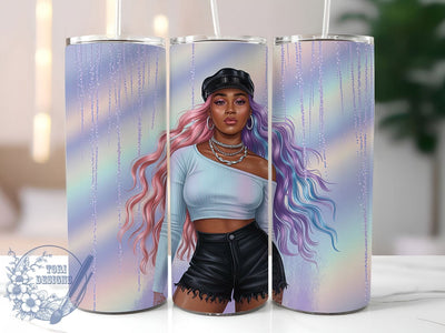 Rainbow Black Girl Tumbler, African Black Girl Theme, Tattoo Baddie Wrap, Vibrant Colorful Design, Seamless Artistic Motif, Bold Empowered Style, Modern Chic Print, 20Oz Tumbler, Sublimation Sublimation ToriDesigns 