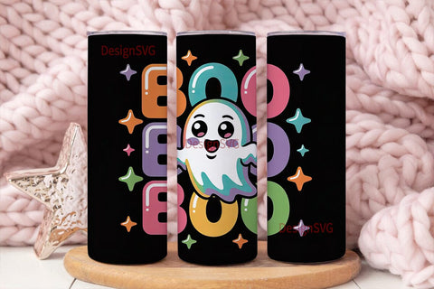 Rainbow Boo Ghost 20oz Tumbler Wrap Sublimation DesignSVG 