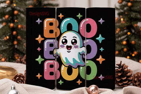 Rainbow Boo Ghost 20oz Tumbler Wrap Sublimation DesignSVG 