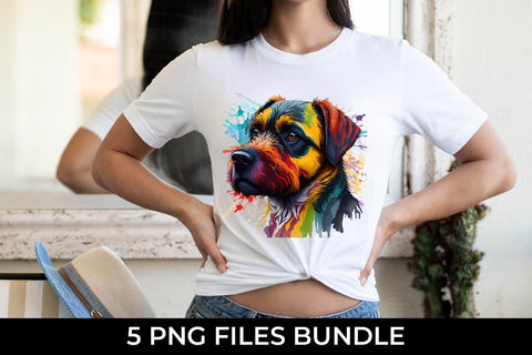 Rainbow Border Terrier Dog Watercolor Bundle Sublimation Free For Commercial Use Sublimation Sintegra 