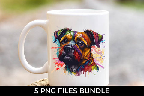 Rainbow Border Terrier Dog Watercolor Bundle Sublimation Free For Commercial Use Sublimation Sintegra 