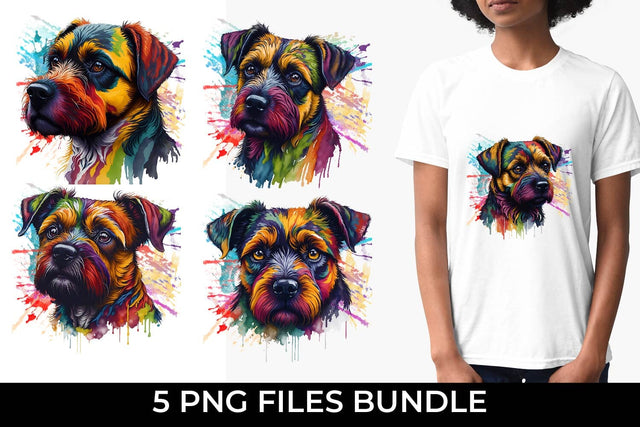 Rainbow Border Terrier Dog Watercolor Bundle Sublimation Free For Commercial Use Sublimation Sintegra 