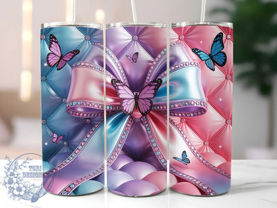 Rainbow Bow Coquette 20oz Tumbler, Coquette Cup Wrap, Butterfly Sublimation Design, 20Oz Tumbler Wrap, Colorful Bow Cup, Stylish Coquette Butterfly, Vibrant Rainbow Tumbler Sublimation ToriDesigns 