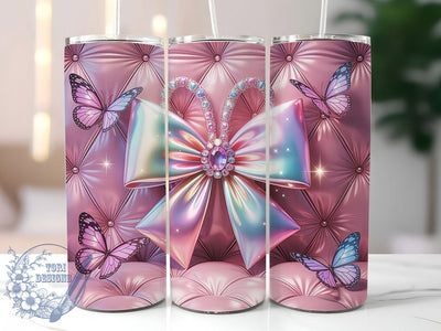 Rainbow Bow Coquette 20oz Tumbler, Coquette Cup Wrap, Butterfly Sublimation Design, 20Oz Tumbler Wrap, Colorful Bow Cup, Stylish Coquette Butterfly, Vibrant Rainbow Tumbler Sublimation ToriDesigns 