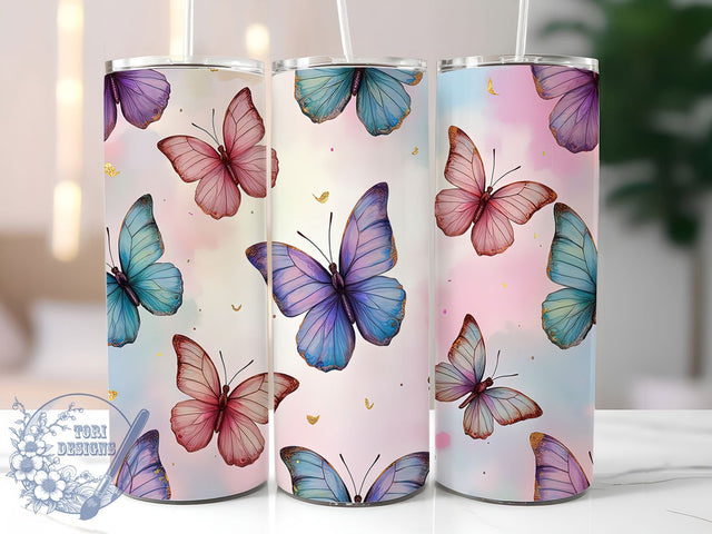 Rainbow Bright Artistic Butterfly Tumbler, Rainbow Butterfly PNG, 20oz Tumbler Wrap, Bright Butterfly Sublimation, Vivid Insect Tumbler, Artistic Butterfly Design, Multicolor Tumbler Wrap Sublimation ToriDesigns 