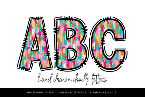 Rainbow Brush Stroke Alphabet PNG, Colorful Doodle Letters Sublimation BijouBay 
