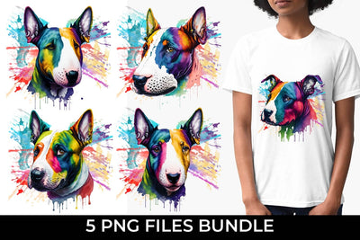 Rainbow Bull Terrier Dog Watercolor Bundle Free For Commercial Use Sublimation Sintegra 