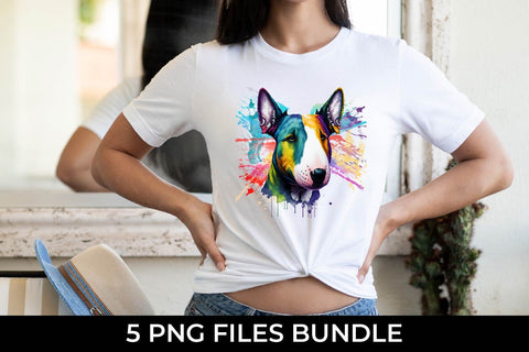 Rainbow Bull Terrier Dog Watercolor Bundle Free For Commercial Use Sublimation Sintegra 
