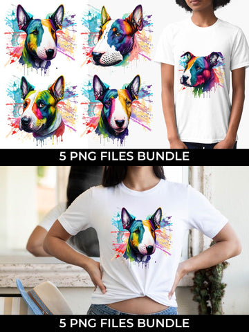 Rainbow Bull Terrier Dog Watercolor Bundle Free For Commercial Use Sublimation Sintegra 