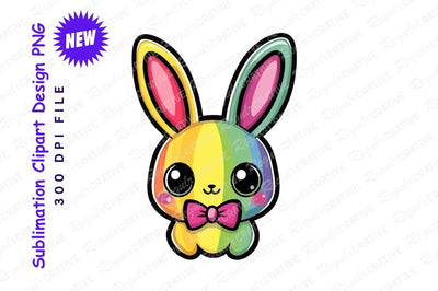 Rainbow bunny clipart png with bowtie Sublimation Regulrcrative 