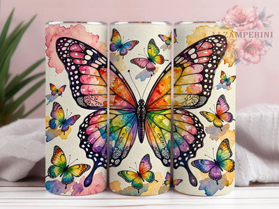 Rainbow Butterfly 20oz Tumbler, Rainbow Design, Butterfly Motif, Colorful Aesthetic, Whimsical Charm, Fantasy Style, 20oz Wrap, Sublimation Tumbler Sublimation Li Zamperini 
