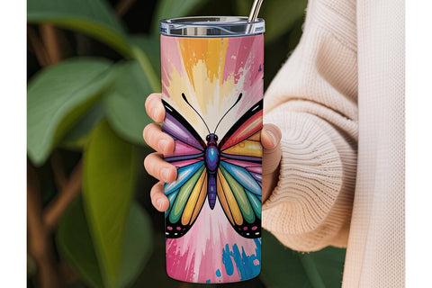 Rainbow Butterfly 20oz Tumbler Wrap Sublimation DesignSVG 