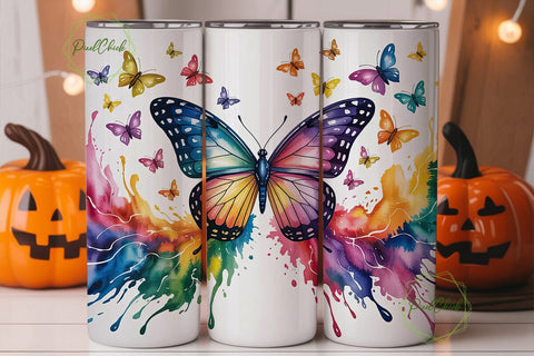 Rainbow Butterfly 20oz Tumbler Wrap Sublimation PixelChick 