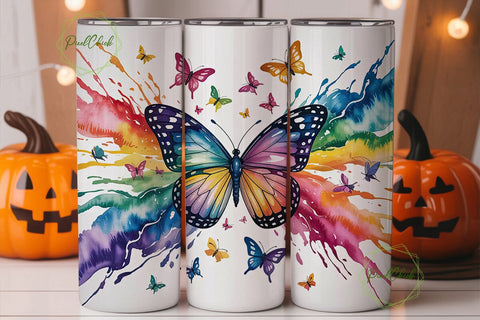Rainbow Butterfly 20oz Tumbler Wrap Sublimation PixelChick 