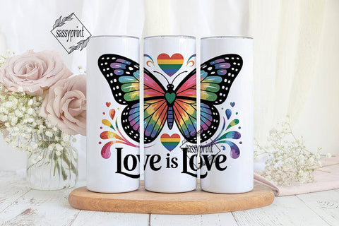 Rainbow Butterfly Love 20oz Tumbler Sublimation sassyprint 