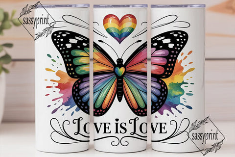 Rainbow Butterfly Love 20oz Tumbler Sublimation sassyprint 
