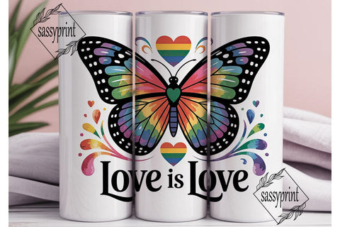 Rainbow Butterfly Love 20oz Tumbler Sublimation sassyprint 