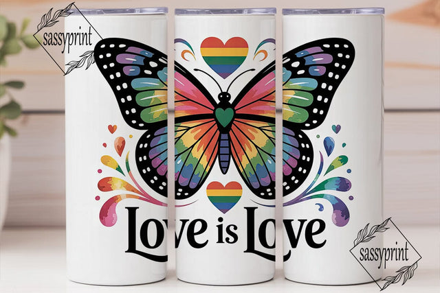 Rainbow Butterfly Love 20oz Tumbler Sublimation sassyprint 