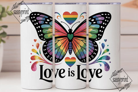 Rainbow Butterfly Love 20oz Tumbler Sublimation sassyprint 