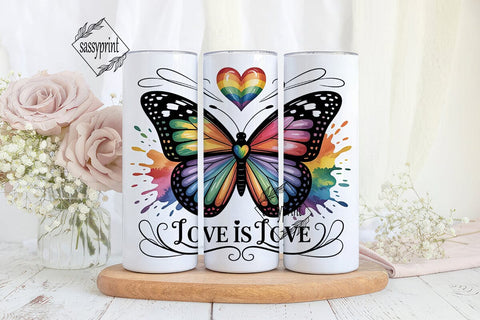 Rainbow Butterfly Love 20oz Tumbler Sublimation sassyprint 