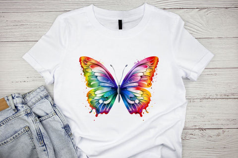 Rainbow Butterfly Sublimation Clipart Bundle Sublimation Designangry 