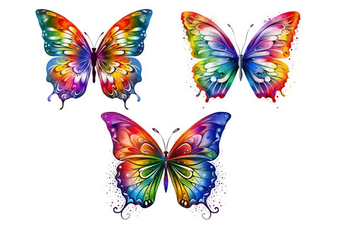 Rainbow Butterfly Sublimation Clipart Bundle Sublimation Designangry 