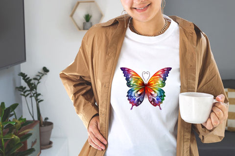 Rainbow Butterfly Sublimation Clipart Bundle Sublimation Designangry 