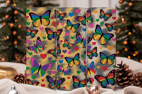 Rainbow Butterfly Tumbler Wrap Sublimation DesignSVG 