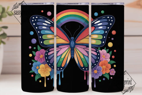 Rainbow Butterfly Tumbler Wrap Sublimation sassyprint 