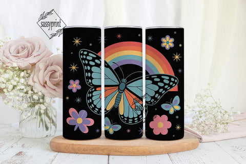 Rainbow Butterfly Tumbler Wrap Sublimation sassyprint 