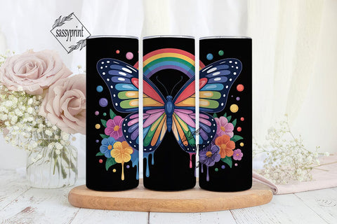Rainbow Butterfly Tumbler Wrap Sublimation sassyprint 