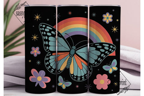 Rainbow Butterfly Tumbler Wrap Sublimation sassyprint 