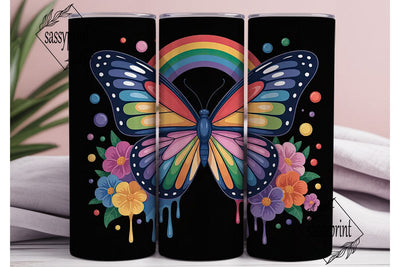 Rainbow Butterfly Tumbler Wrap Sublimation sassyprint 