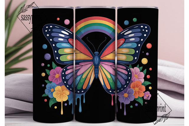 Rainbow Butterfly Tumbler Wrap Sublimation sassyprint 
