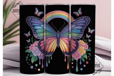 Rainbow Butterfly Tumbler Wrap Sublimation sassyprint 
