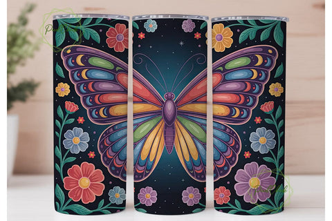 Rainbow Butterfly Wings 20oz Tumbler Sublimation PixelChick 