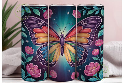 Rainbow Butterfly Wings 20oz Tumbler Sublimation PixelChick 