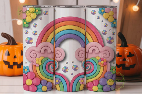 Rainbow Candy Swirls 20oz Tumbler Wrap Sublimation PixelChick 