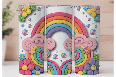 Rainbow Candy Swirls 20oz Tumbler Wrap Sublimation PixelChick 