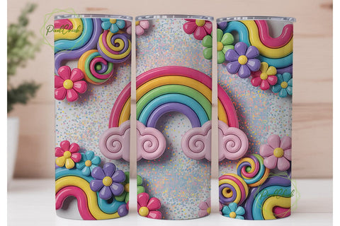 Rainbow Candy Swirls 20oz Tumbler Wrap Sublimation PixelChick 