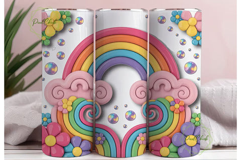 Rainbow Candy Swirls 20oz Tumbler Wrap Sublimation PixelChick 