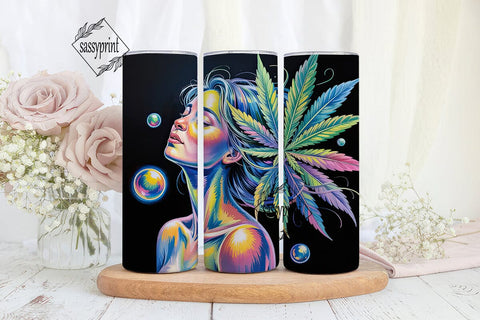Rainbow Cannabis Goddess 20oz Tumbler Sublimation sassyprint 