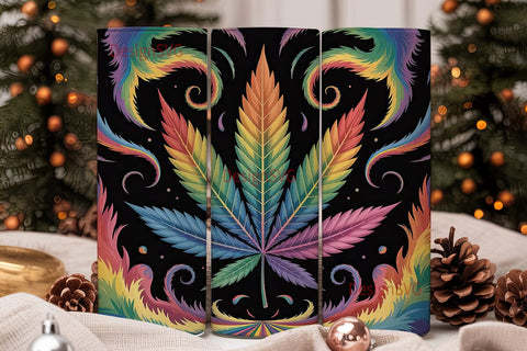 Rainbow Cannabis Leaf 20oz Tumbler Wrap Sublimation DesignSVG 