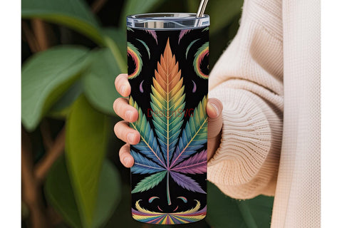 Rainbow Cannabis Leaf 20oz Tumbler Wrap Sublimation DesignSVG 