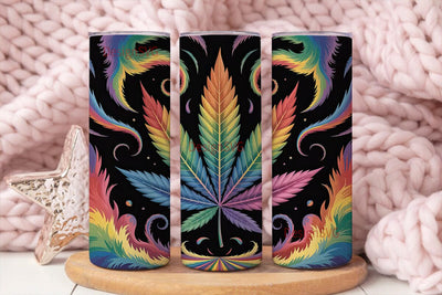 Rainbow Cannabis Leaf 20oz Tumbler Wrap Sublimation DesignSVG 