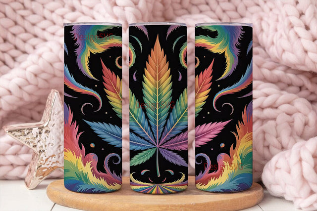 Rainbow Cannabis Leaf 20oz Tumbler Wrap Sublimation DesignSVG 